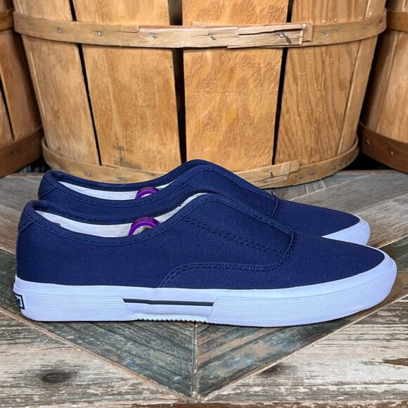 Liz Claiborne Blue Canvas Gore Elastic Tongue Slip-On Sneakers Womens Size 6 - Picture 1 of 10